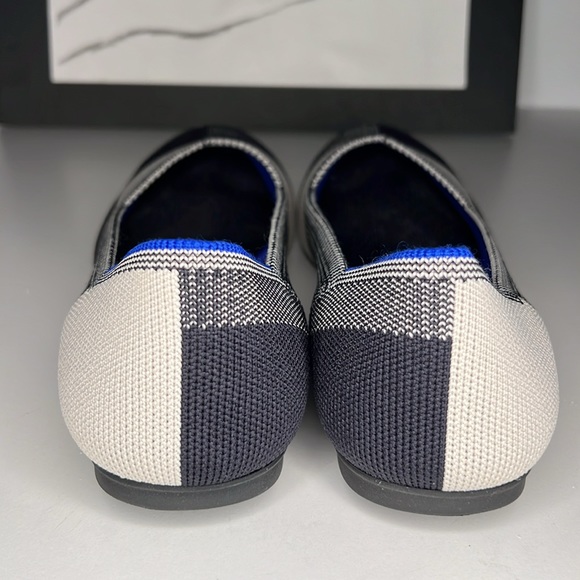 Rothys  Flat Captoe Black Cream Buffalo Plaid Knit Ballet Round Toe Women’s 8.5 - Picture 4 of 16